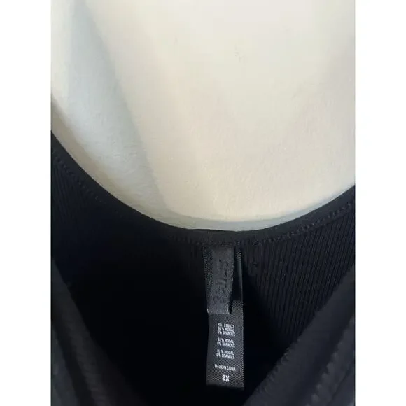 Skims Soft Lounge Long Slip Dress Ribbed Maxi Tank Stretch Modal Onyx Women's 2X - Picture 6 of 10